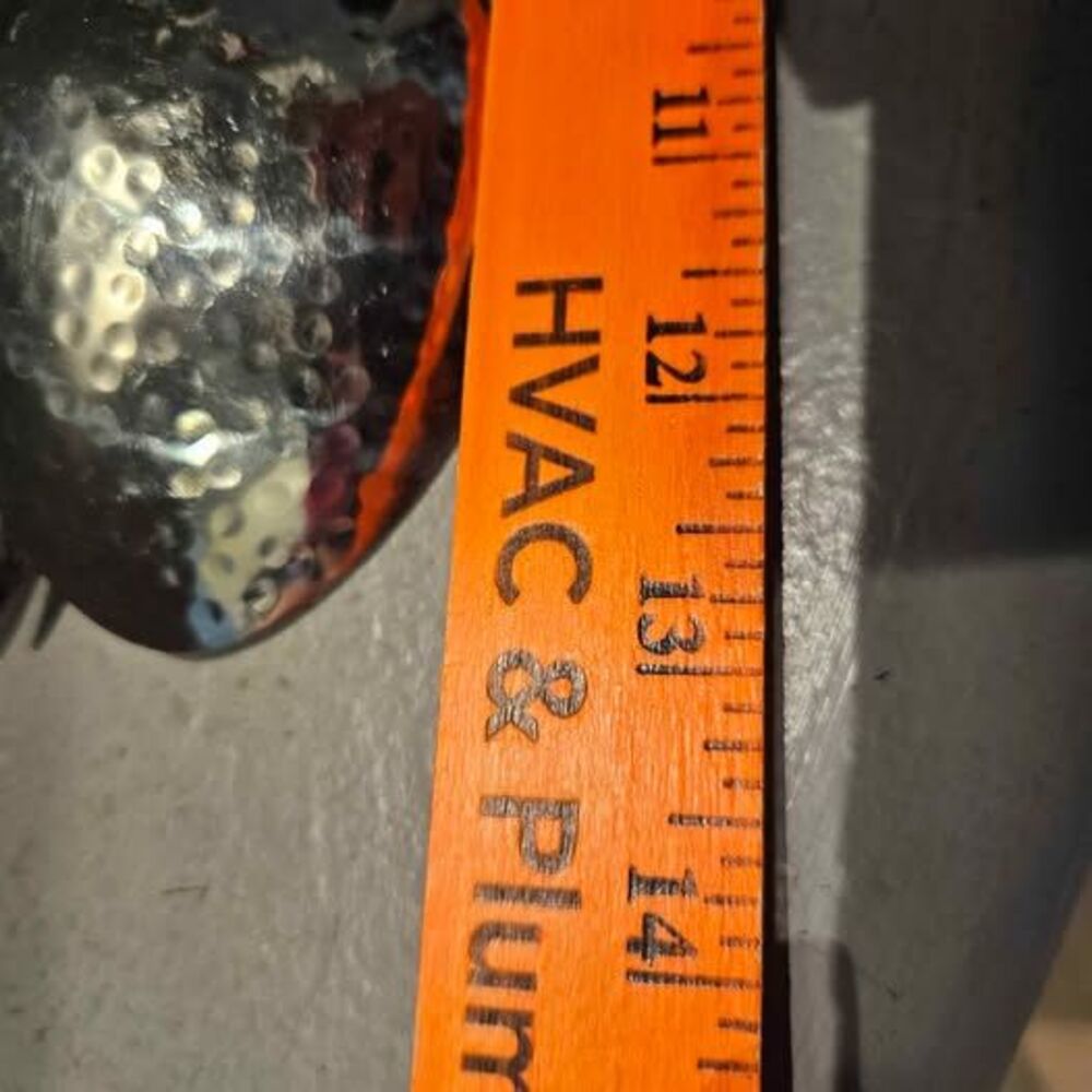 Jumbo Salad Servers Hammered and Beaded with Blue and Clear Glass Art Beads - Picture 5 of 5